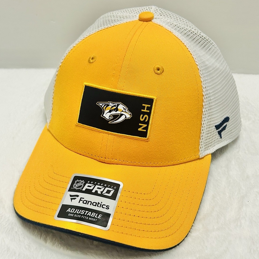 Fanatics Nashville‎ Predators Square Patch Hat Cap Adjustable Snap Yellow NHL